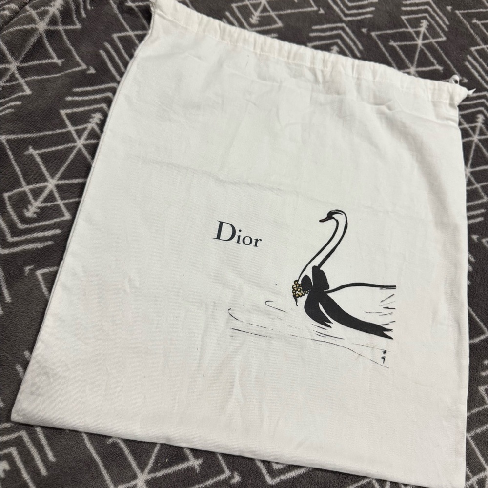 Dior Cream Drawstring Bag with Swan Motif